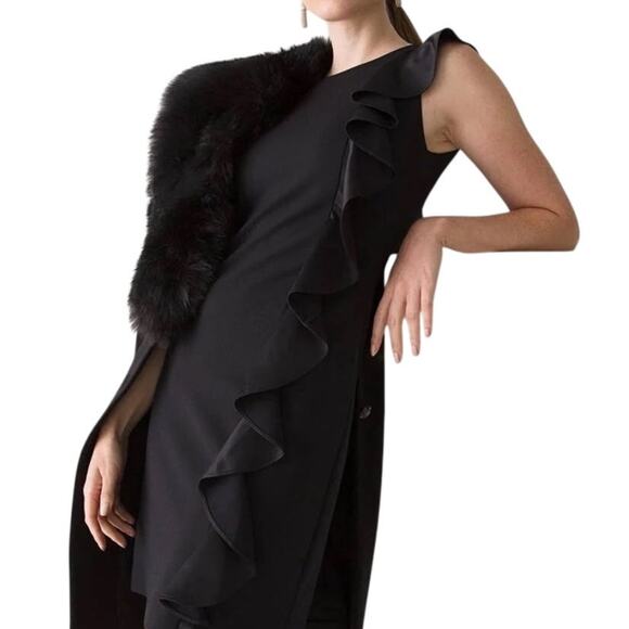 White House Black Market Dresses & Skirts - White House Black Market Black Ruffle Sheath Dress Medium Petite MP Cocktail LBD